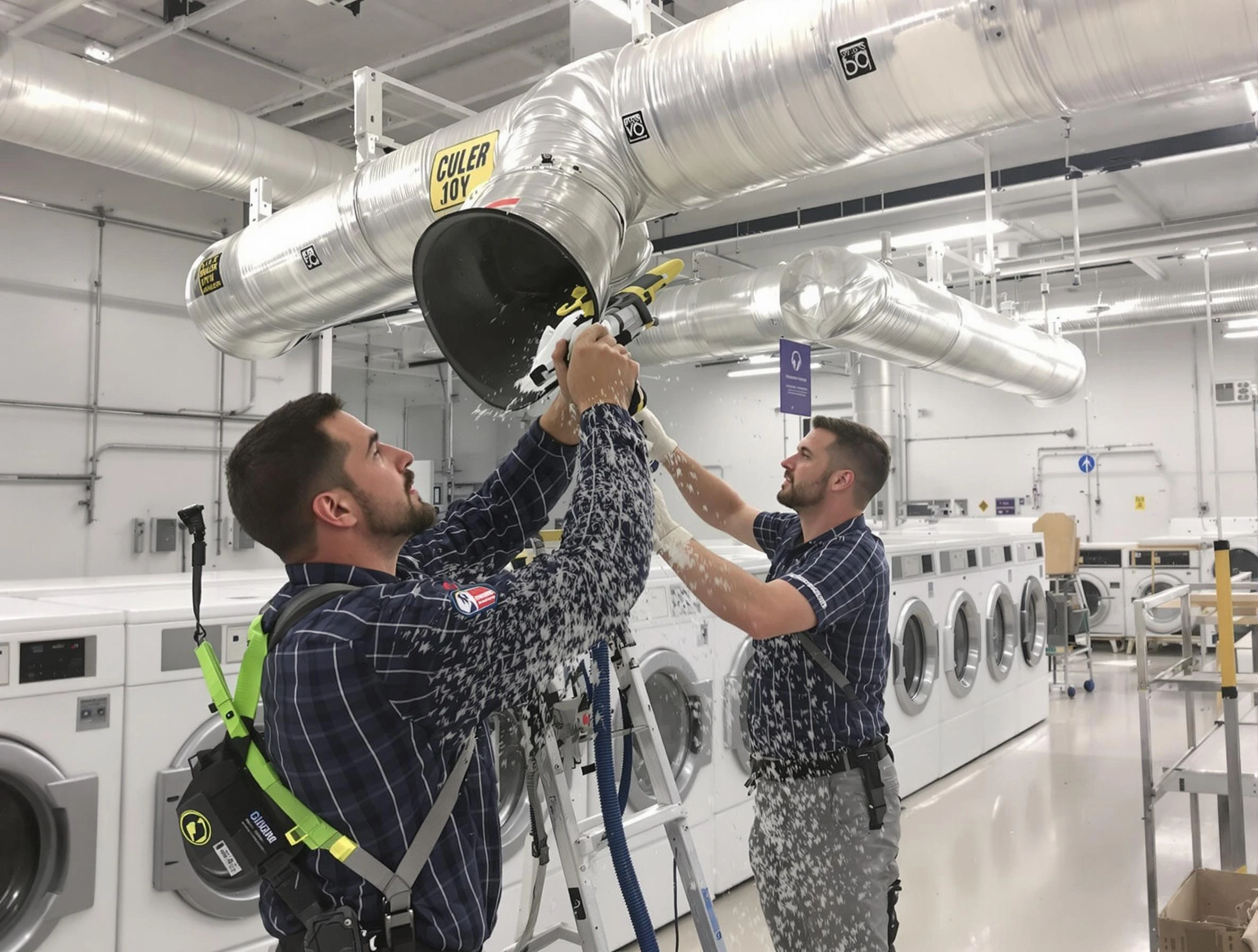 Vestavia Hills Dryer Vent Cleaning team performing large-scale commercial dryer vent cleaning in Vestavia Hills
