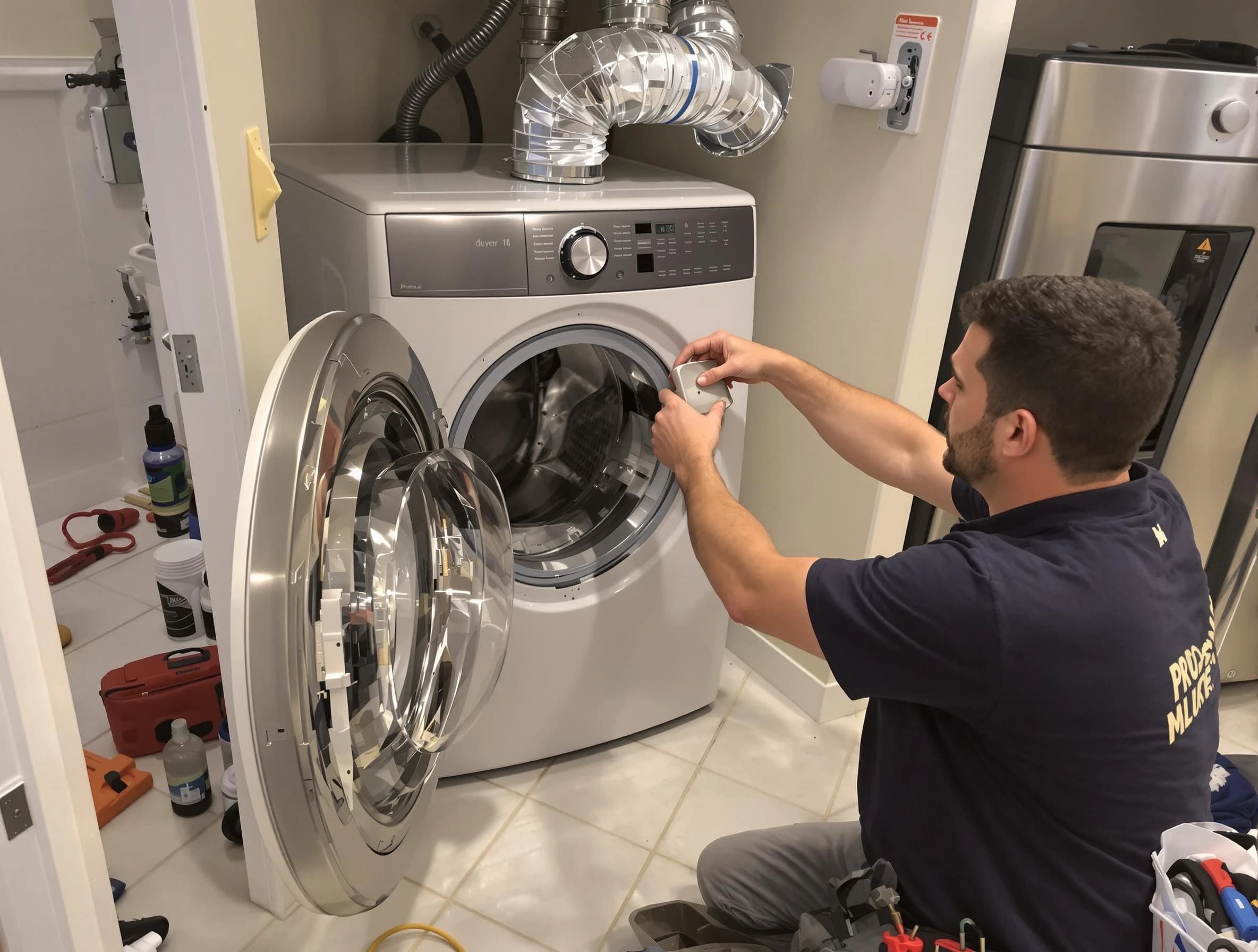 Vestavia Hills Dryer Vent Cleaning technician performing precise dryer vent hose installation in Vestavia Hills